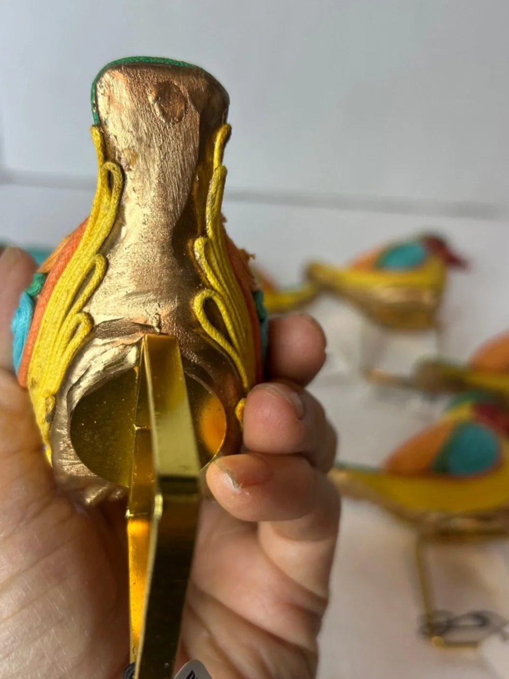 7 Pc Pier 1 Quilled Paper Sparrow Bird Napkin Holders Handmade colorful Kitschy